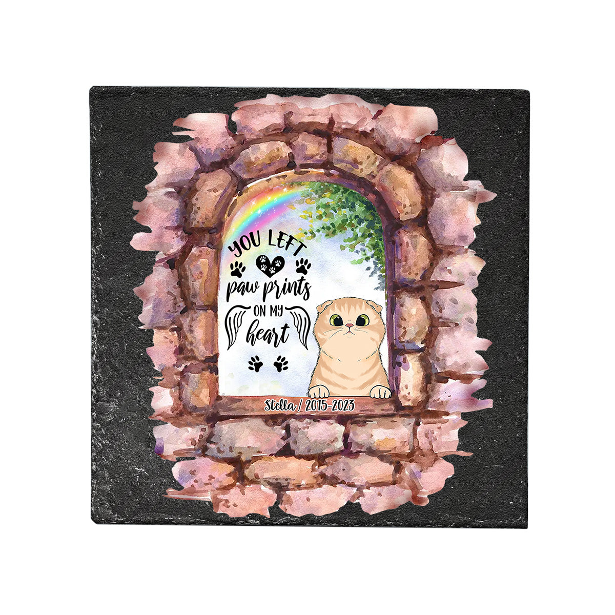 Nicht mehr an meiner Seite – Personalisierter quadratischer Stein in Hundeform