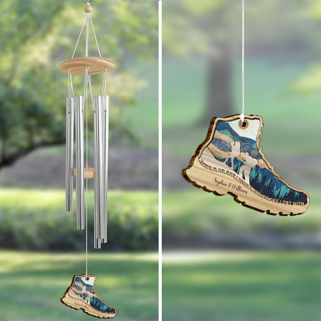 There Is No One I Would Rather Get Lost With - Hiking gift for wife, husband, boyfriend, girlfriend - Personalized Wind Chime