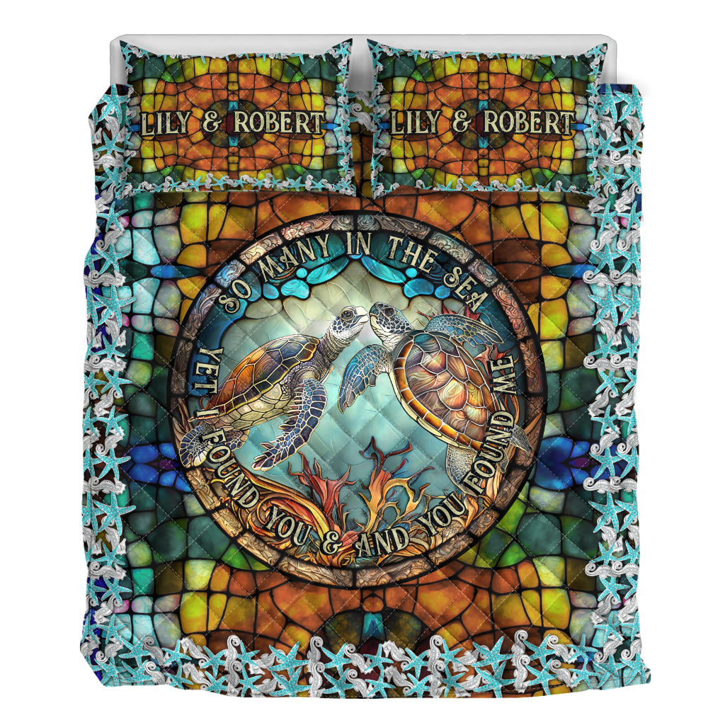 So Many In The Sea - Personalized Turtle Quilt Set