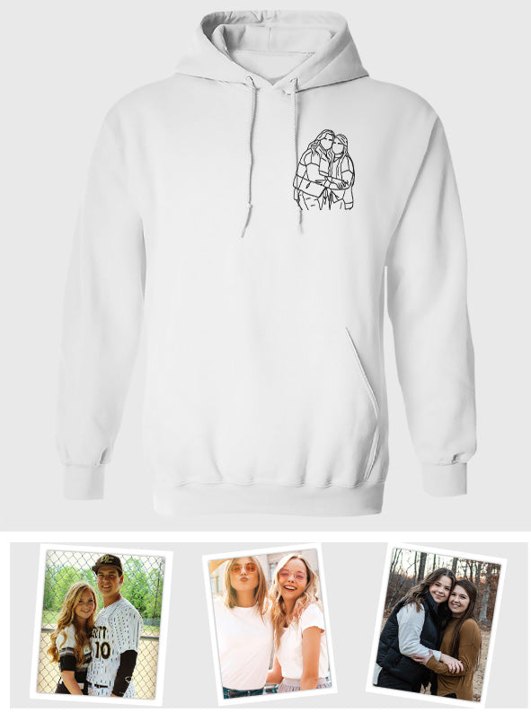 Custom Line Art - Personalized Bestie Embroidered Hoodie
