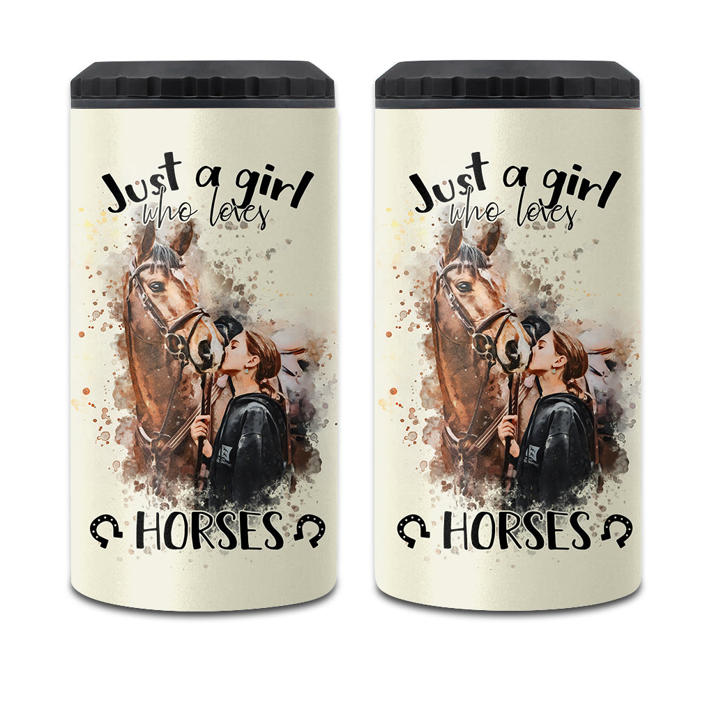 Just A Girl Who Loves Horses - Personalized Horse Can Cooler