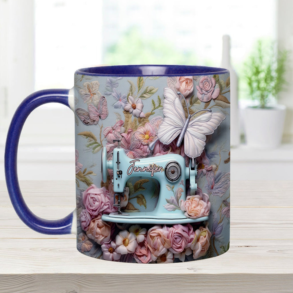 Floral Sewing Machine - Personalized Sewing Accent Mug