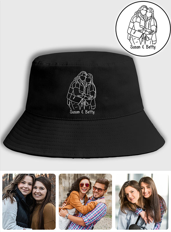 Custom Photo - Personalized Bestie Embroidered Bucket Hat