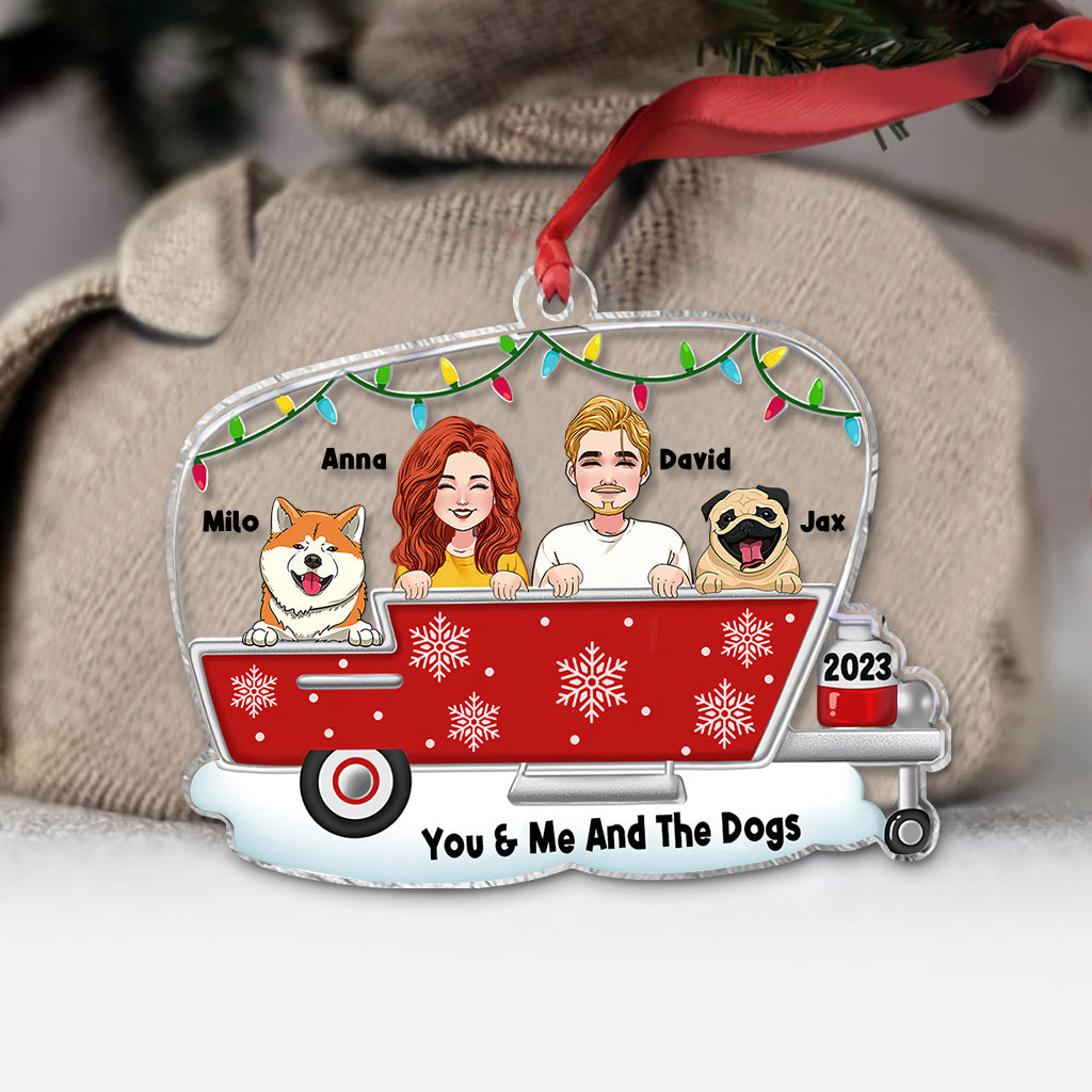 You & Me And The Dogs - Personalized Camping Transparent Ornament