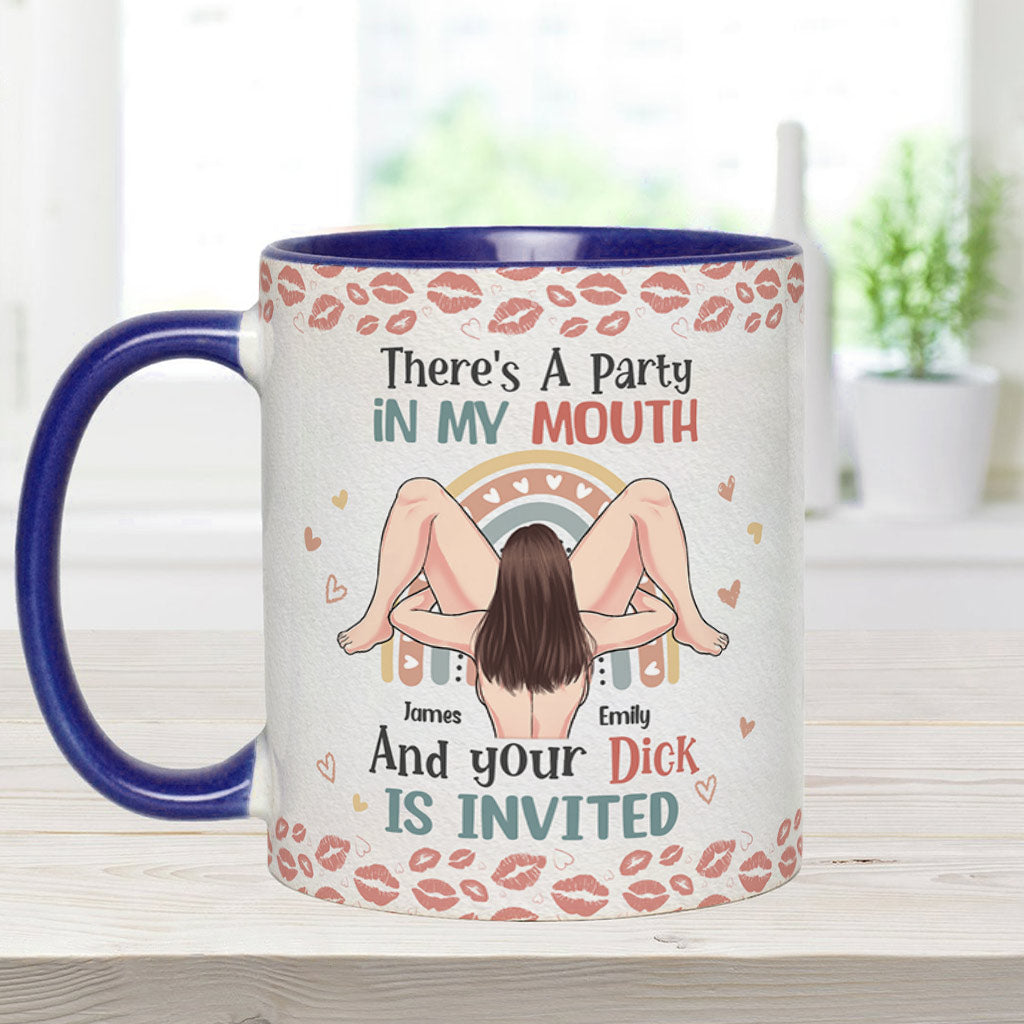 There Is A Party In My Mouth - Personalized Couple Accent Mug