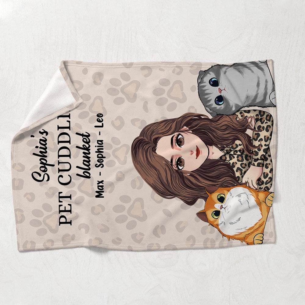 Pet Cuddling blanket - Cat gift for cat lover - Personalized Blanket
