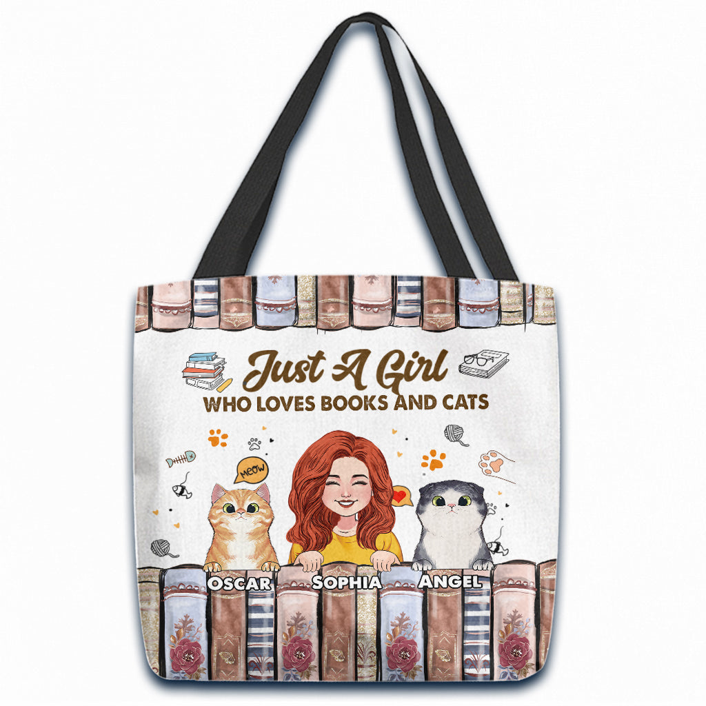 Love Books And Cats - Personalized Book Tote Bag