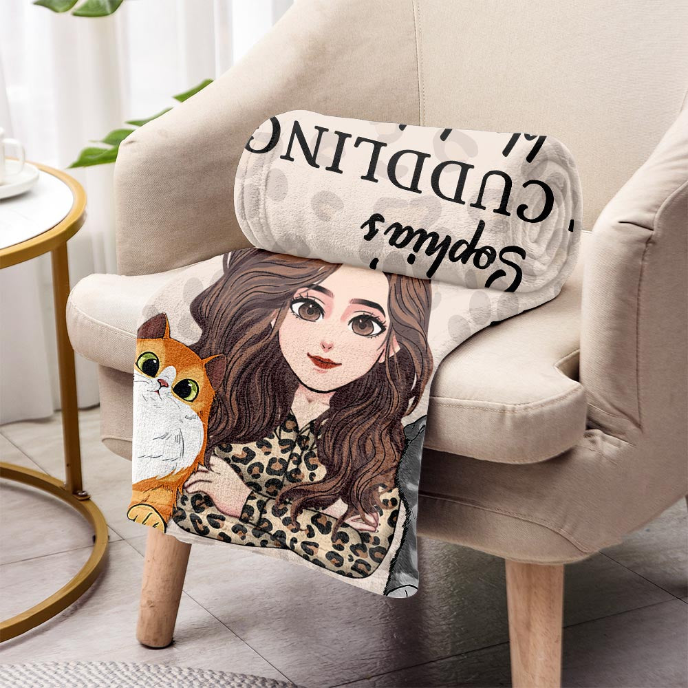 Pet Cuddling blanket - Cat gift for cat lover - Personalized Blanket