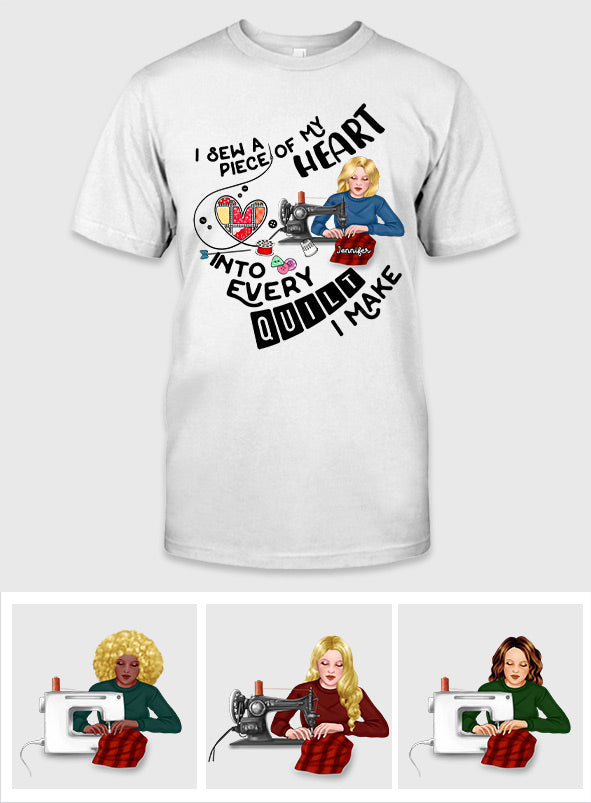 Je couds un morceau de mon cœur - T-shirt et sweat à capuche personnalisés