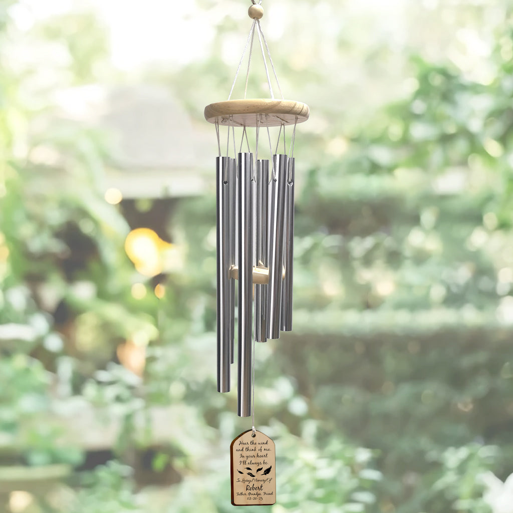 Hear The Wind And Think Of Me - Memorial gift for loss of - Personalized Wind Chime