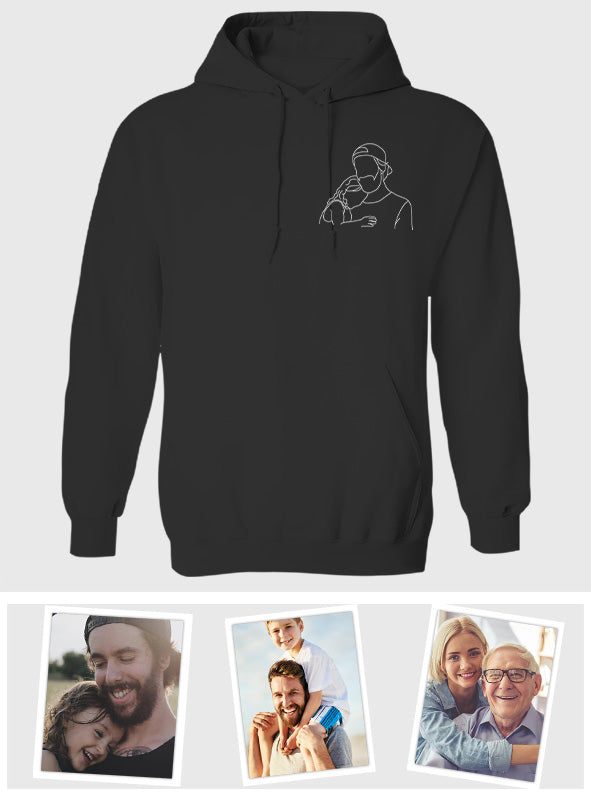 Sweat à capuche brodé personnalisé avec motif au trait - Beau-père