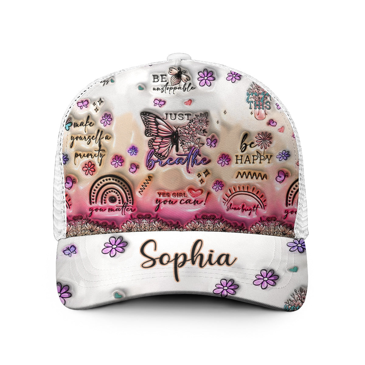 Casquette trucker papillon personnalisée avec affirmations positives