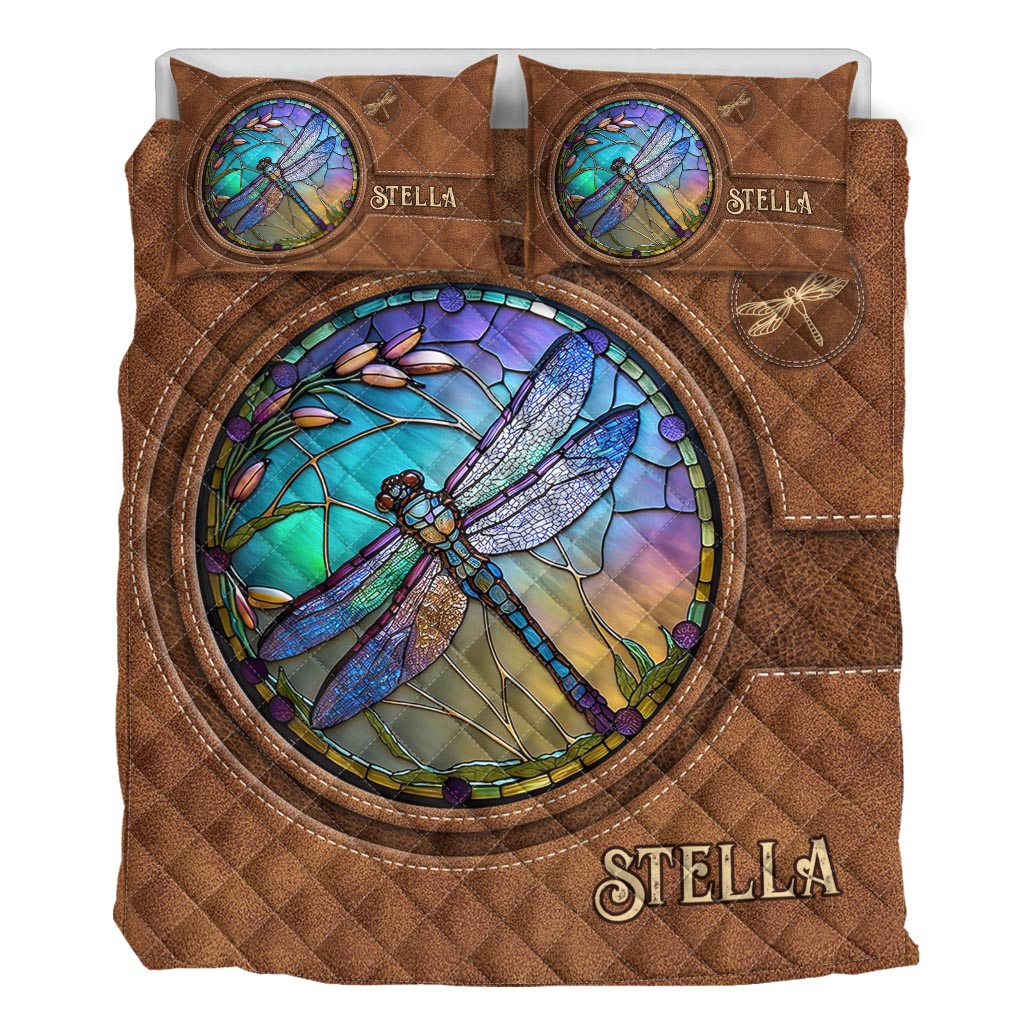 Libelle aus Buntglas – Personalisierte Libellen-Bettwäschegarnitur