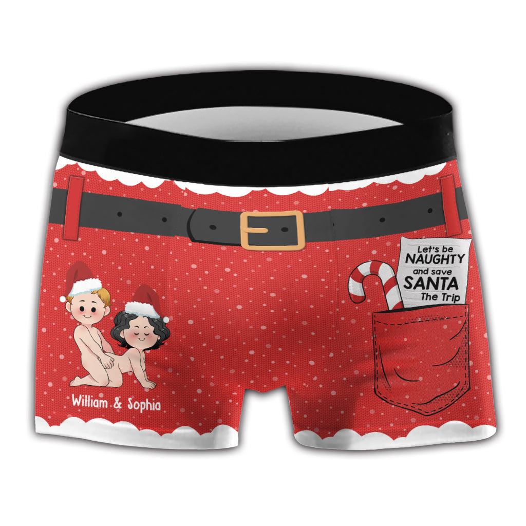 Let's Be Naughty - Personalized Couple Men Boxer Briefs