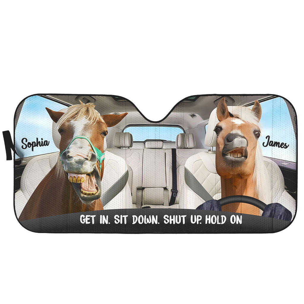 Get In Sit Down - Personalized Horse Car Sunshade