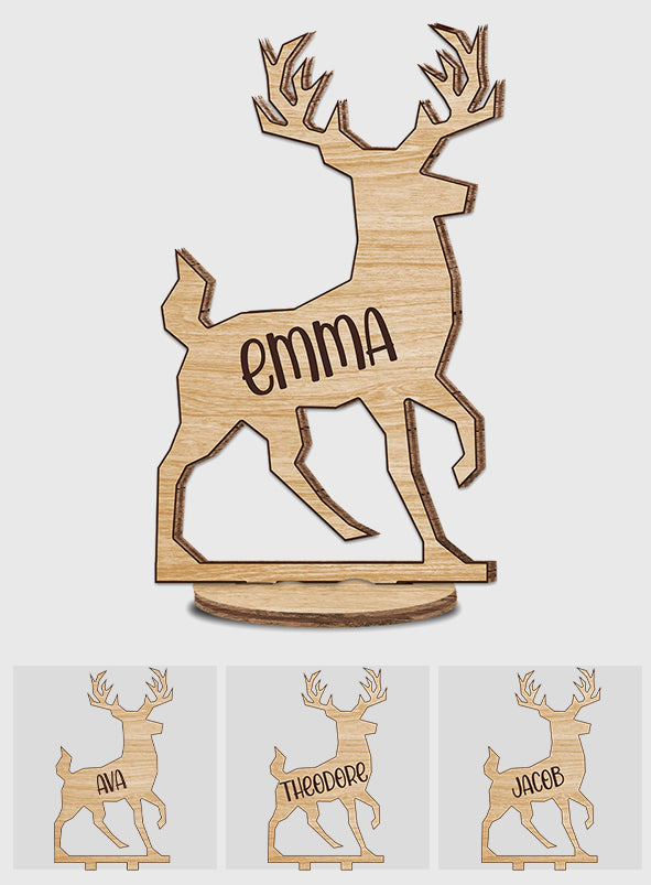 Reindeer Family - Personalized Family Freestanding Wood Plaque