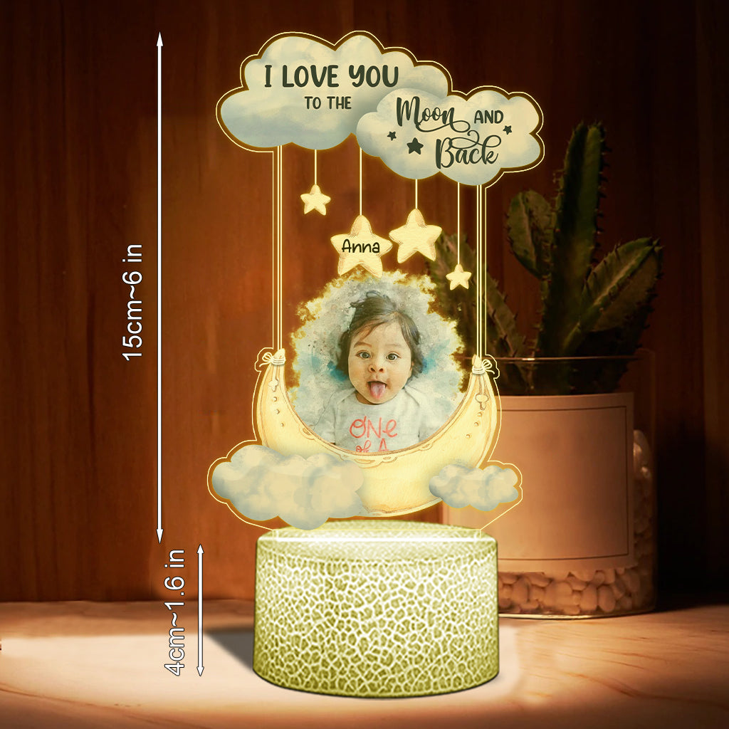 I Love You To The Moon And Back - Personalized Family Shaped Plaque Light Base