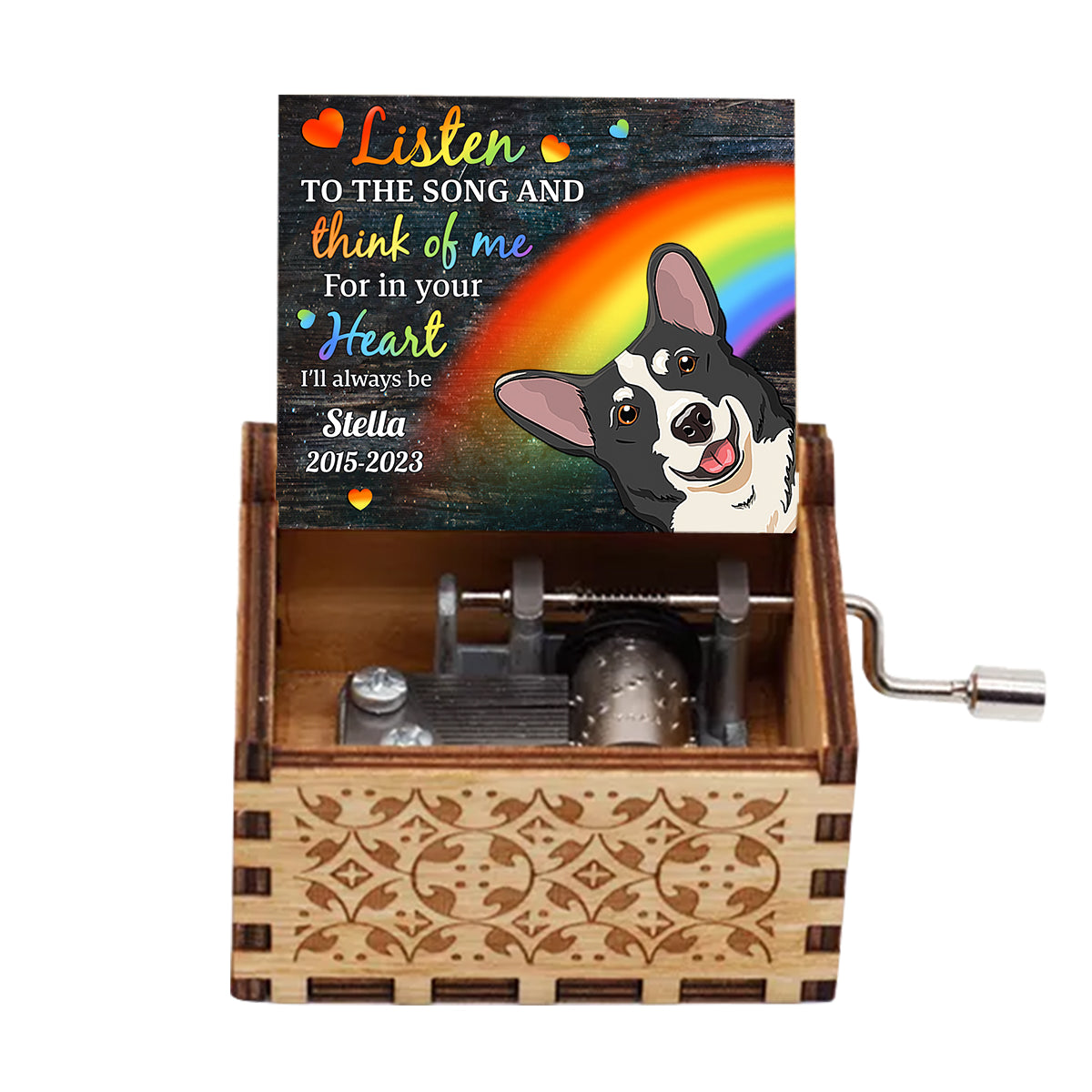 Listen To The Song - Personalized Dog Hand Crank Music Box