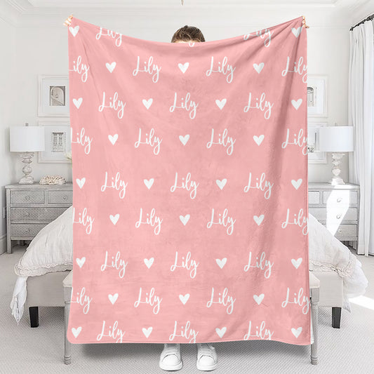 Custom Name Heart Pattern - Personalized Aunt Blanket