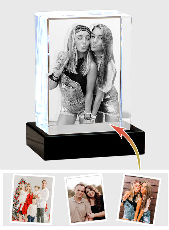 Lampe en cristal 3D cubique gravée au laser avec photo personnalisée - Tante