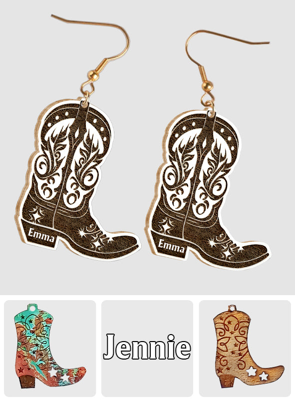 Boucles d'oreilles personnalisées en bois à motif cheval - Fille à cheval