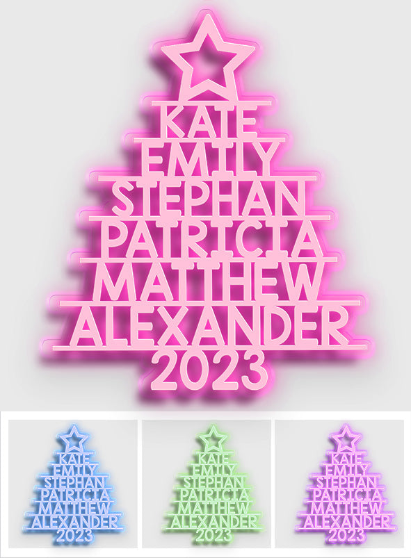 Family Names Christmas Tree - Personalized Family Neon Sign