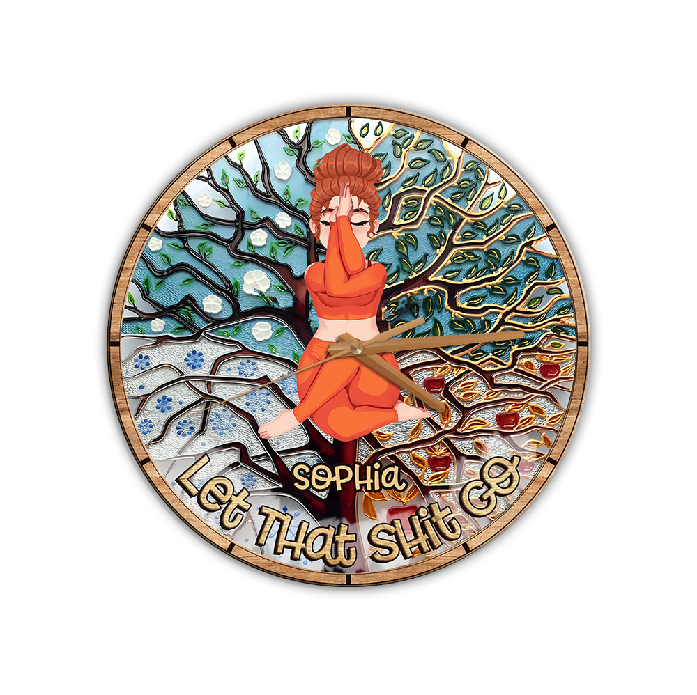 Lâchez prise - Horloge murale de yoga personnalisée