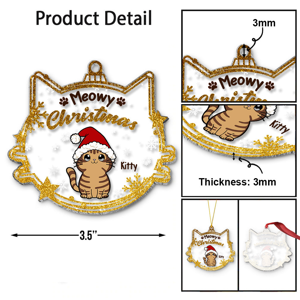 Meowy Christmas - Personalized Cat Layers Mix Ornament