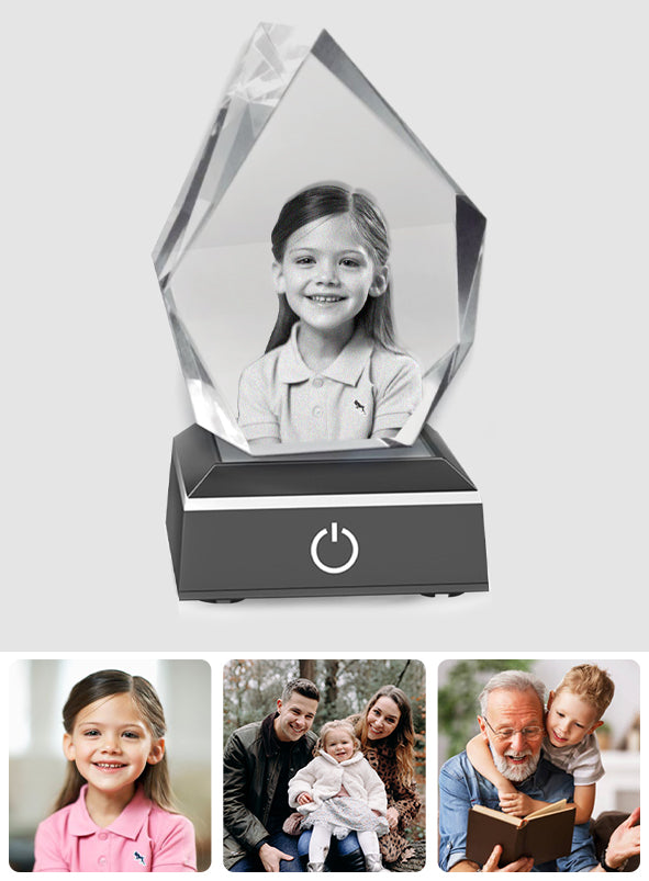 Custom Photo - Personalized Kid Laser Engraving 3D Iceberg Shaped Crystal Lamp