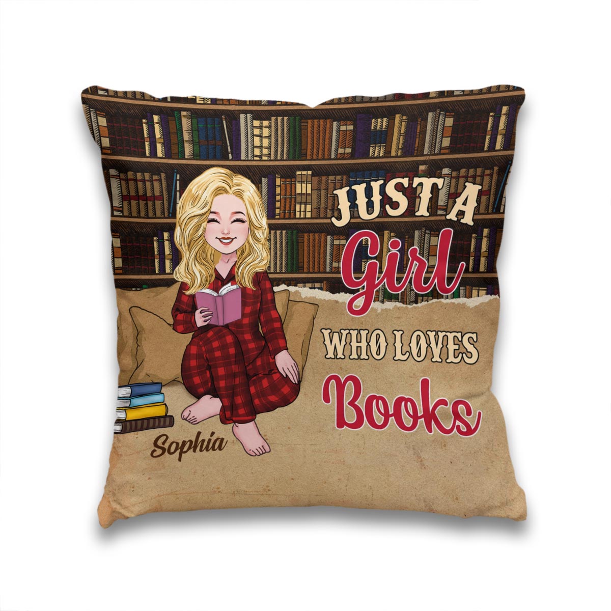 Just A Girl Who Loves Book - Personalized Book Throw Pillow