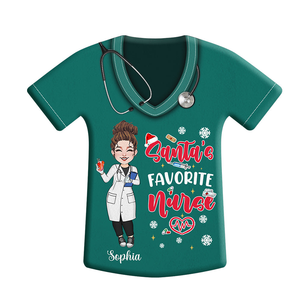 Santa's Favorite Nurse - Personalized Nurse Shaped Doormat