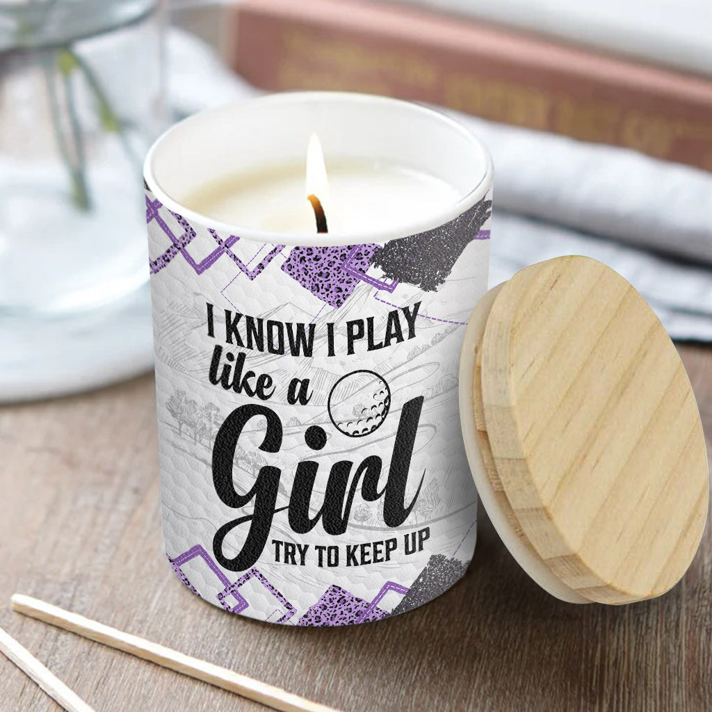 Golf Instruction - Golf gift for her, girlfriend, wife, daughter - Personalized Candle With Wooden Lid
