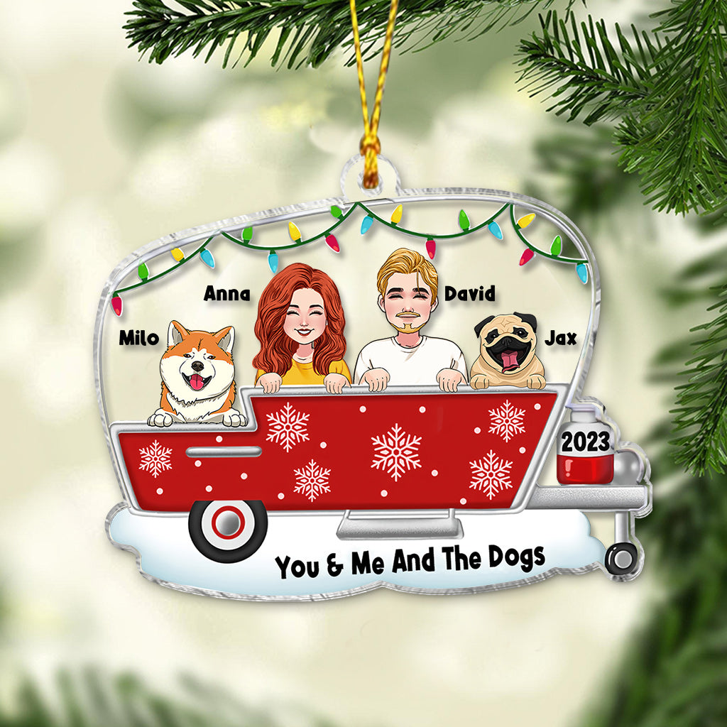You & Me And The Dogs - Personalized Camping Transparent Ornament