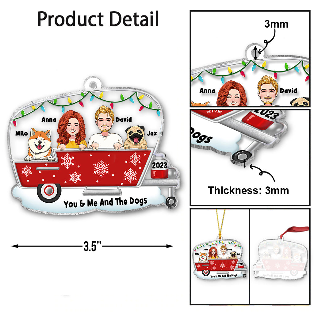 You & Me And The Dogs - Personalized Camping Transparent Ornament