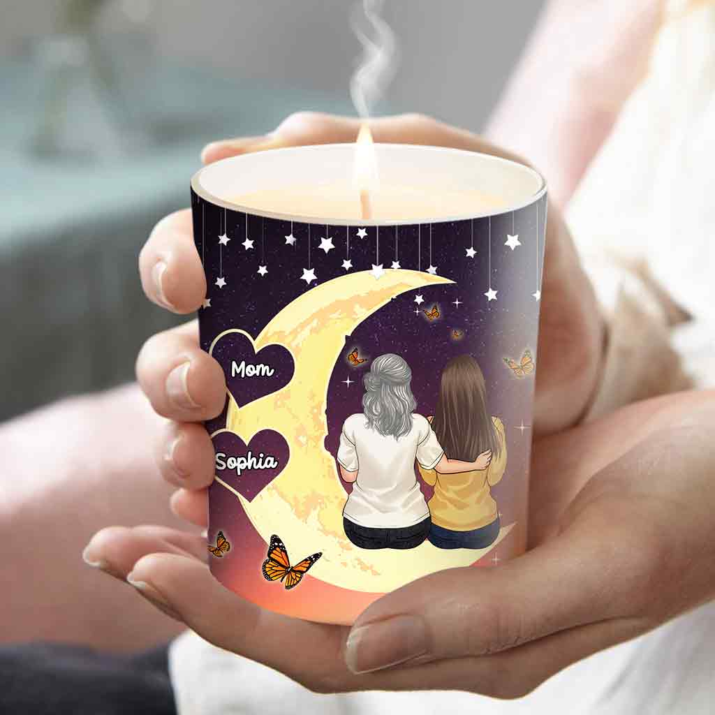 Mother And Daughter - Personalized Mother Candle With Wooden Lid