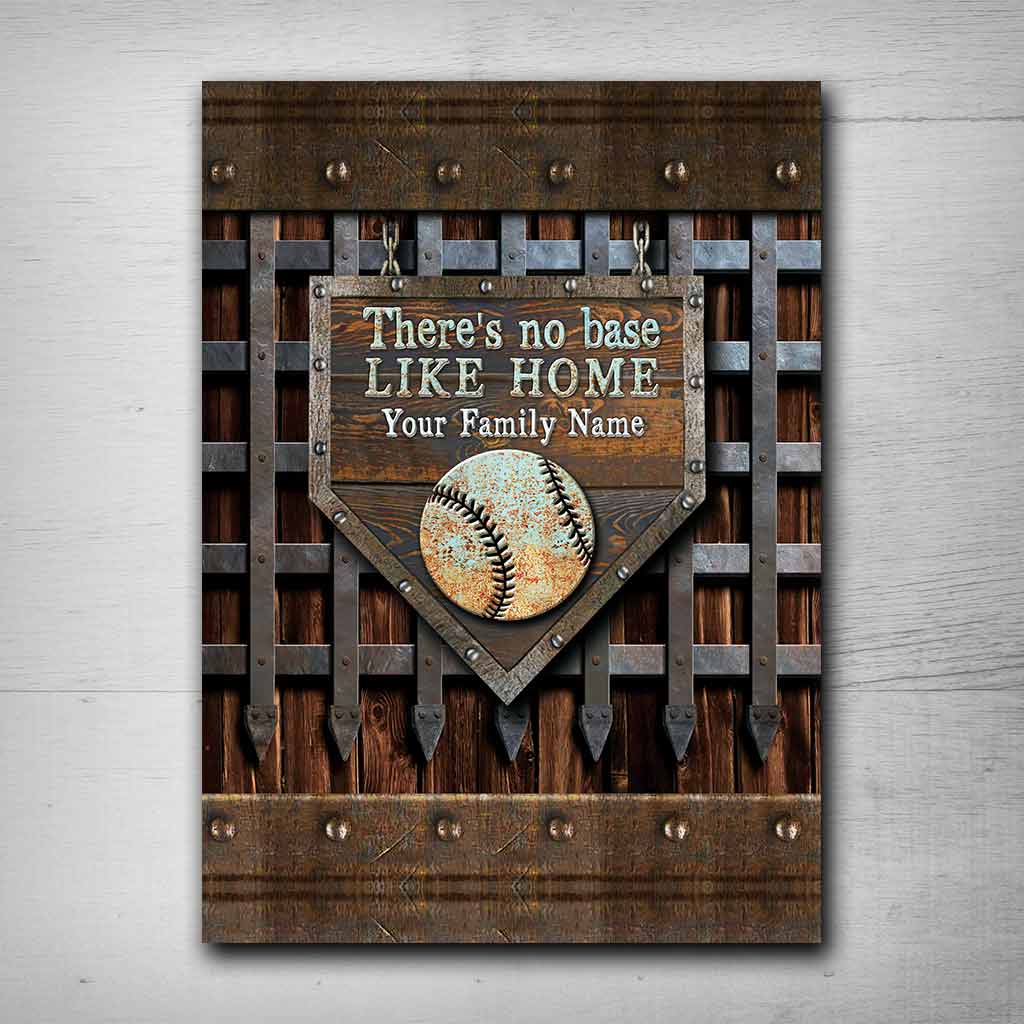 There's No Base Like Home - Baseball Personalized Rectangle Metal Sign