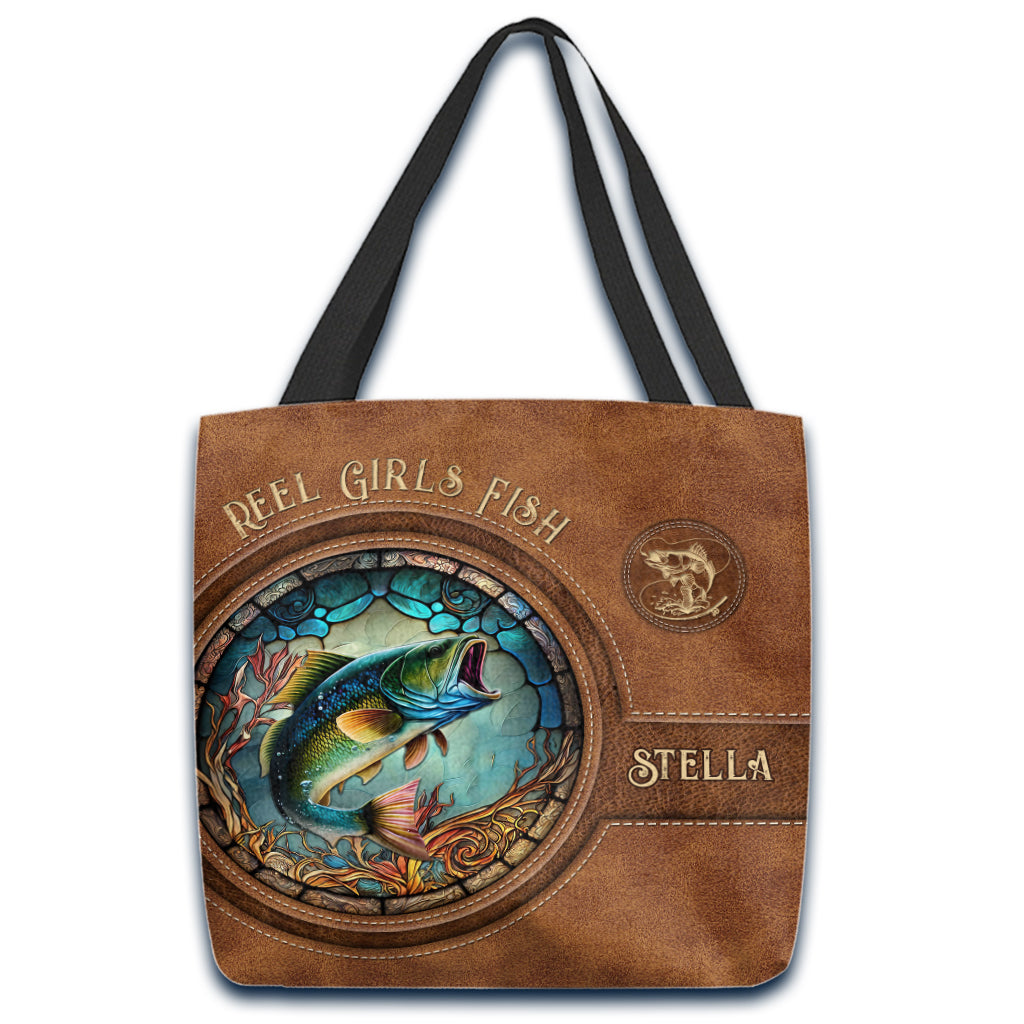Reel Girls Fish Bass Fishing - Personalized Fishing Tote Bag