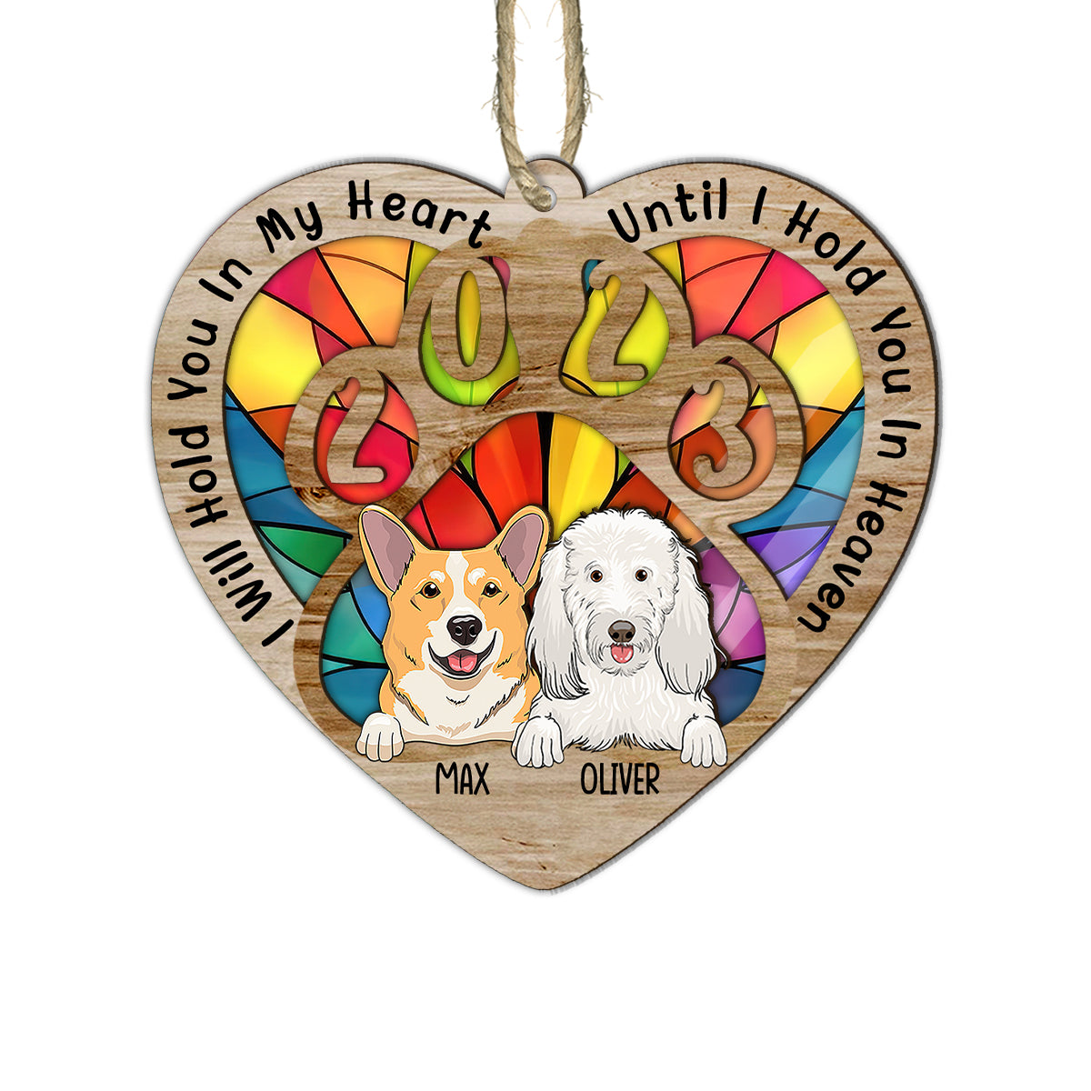 Pawprints On Our Hearts - Personalized Dog Suncatcher