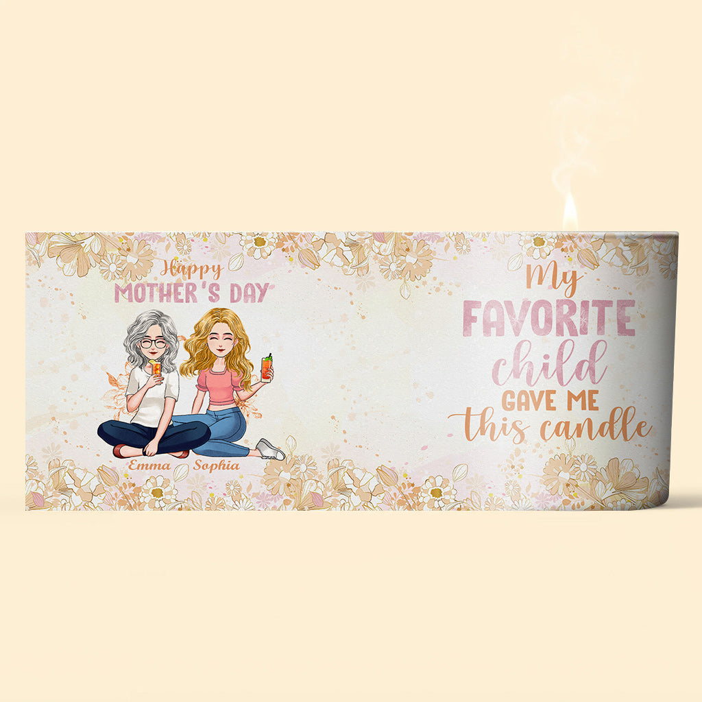 My Favorite Child Gave Me This Candle - Personalized Mother Candle With Wooden Lid