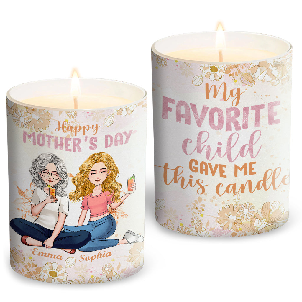 My Favorite Child Gave Me This Candle - Personalized Mother Candle With Wooden Lid