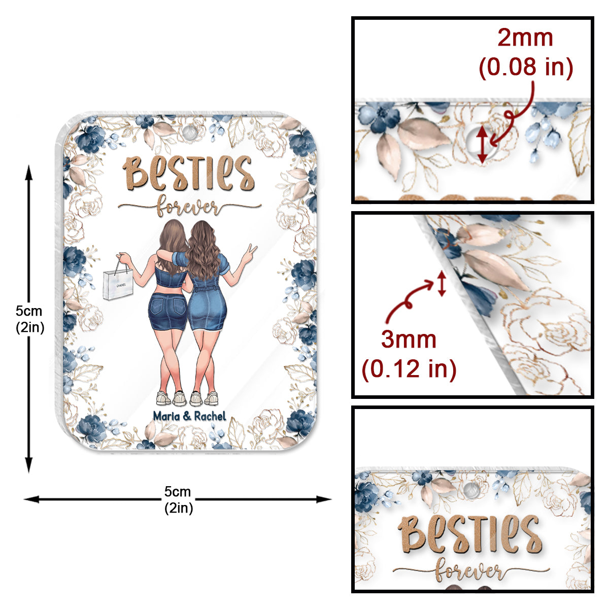 Besties Forever - Personalized Bestie Transparent Keychain
