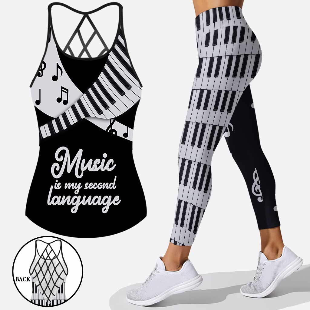 Music Lovers - Piano Cross Tank Top and Leggings