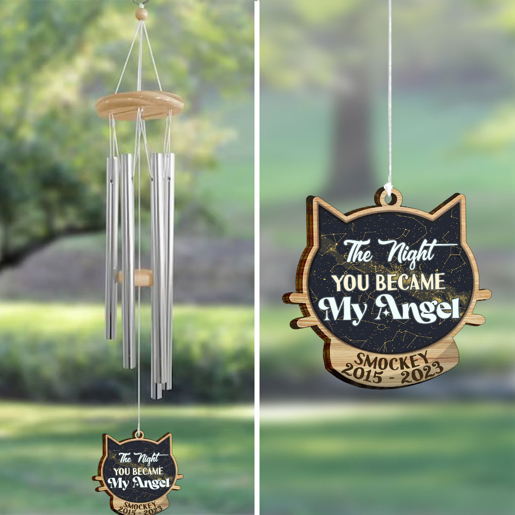 The Night You Became My Angel - Personalized Cat Wind Chime