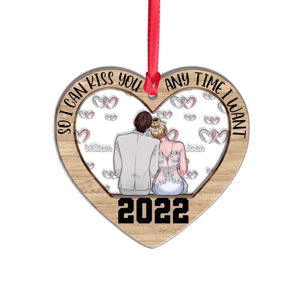 So I Can Kiss You - Personalized Christmas Couple Layers Mix Ornament