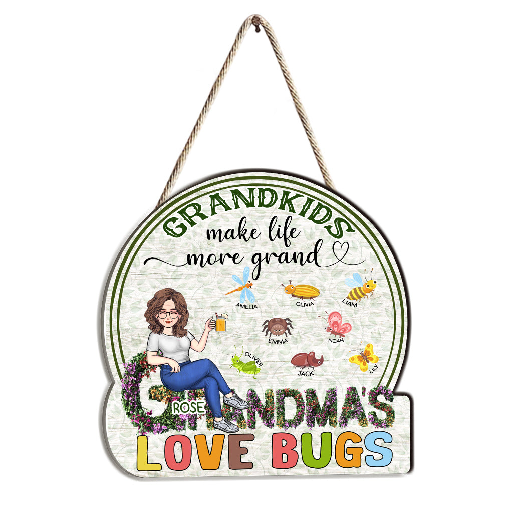 Grandma's Garden Cute Bugs - Personalized Mother's Day Grandma Wood Sign