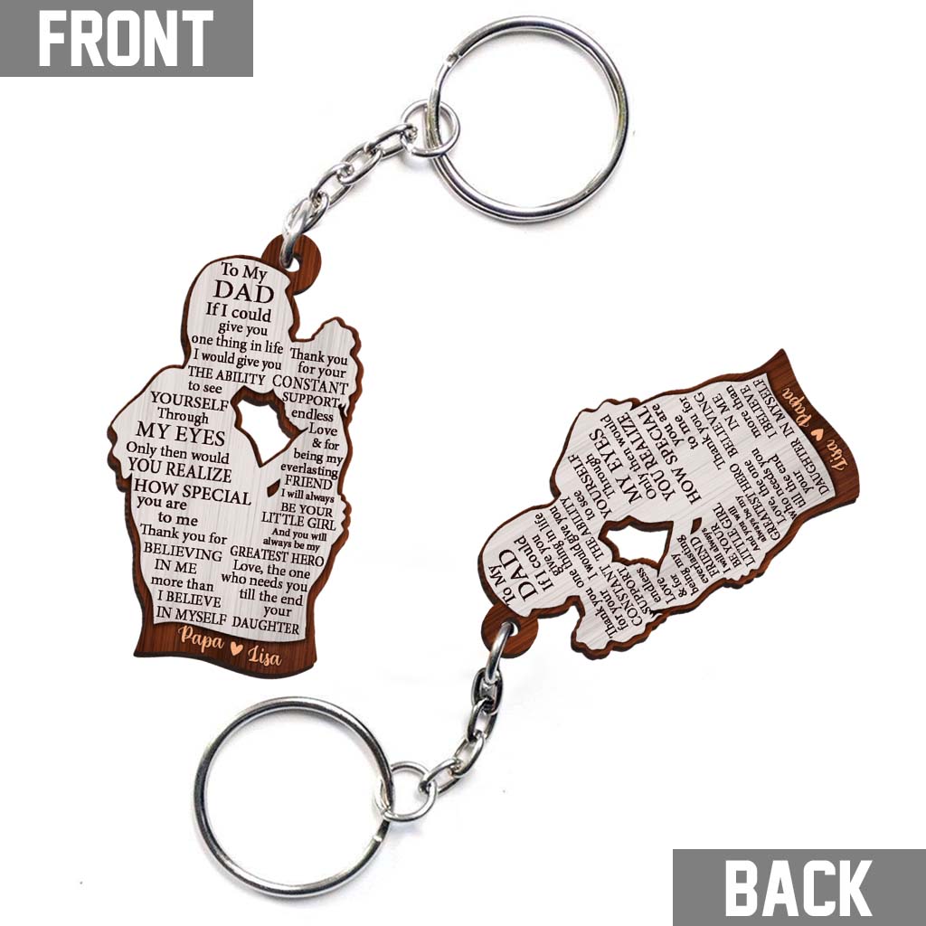 To My Dad - Personalized Father Keychain (Printed On Both Sides)