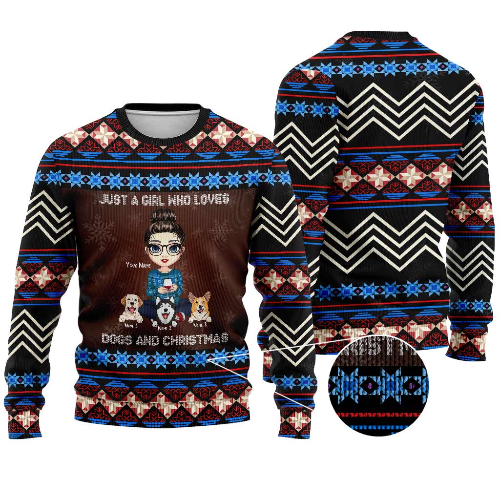 Just A Girl Who Loves Dogs And Christmas - Personalized Ugly Sweater