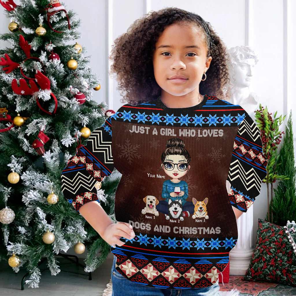 Just A Girl Who Loves Dogs And Christmas - Personalized Ugly Sweater
