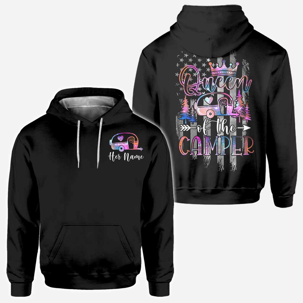 Camper King Camper Queen - Personalized Camping All Over T-shirt and Hoodie