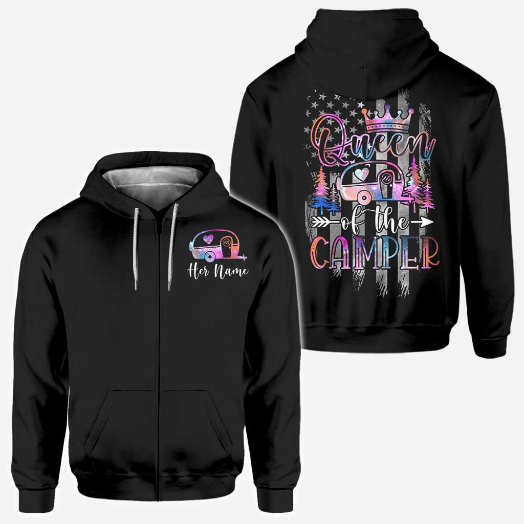 Camper King Camper Queen - Personalized Camping All Over T-shirt and Hoodie